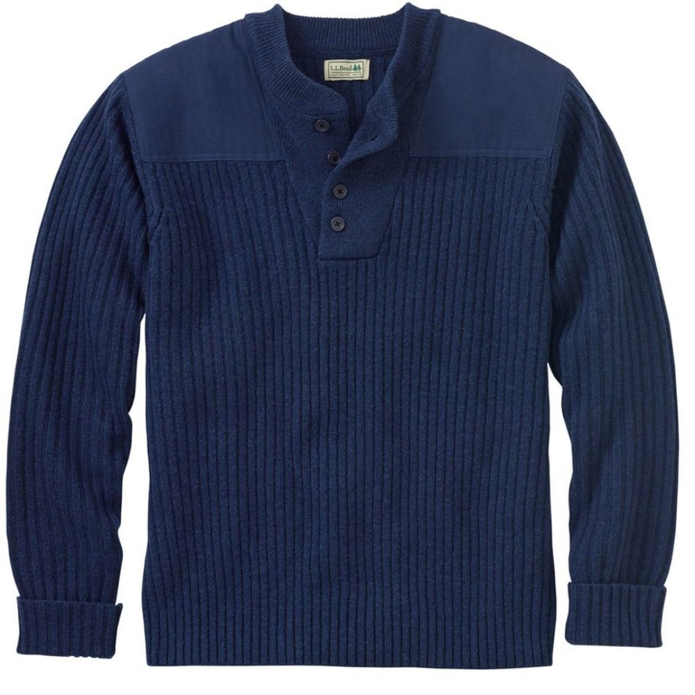 LL Bean Mens Commando Sweater, Henley XXL
